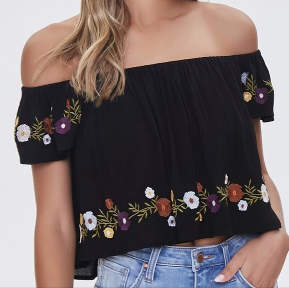 FOREVER 21 Embroidered Cropped Top ~ NWOT - Picture 7 of 15
